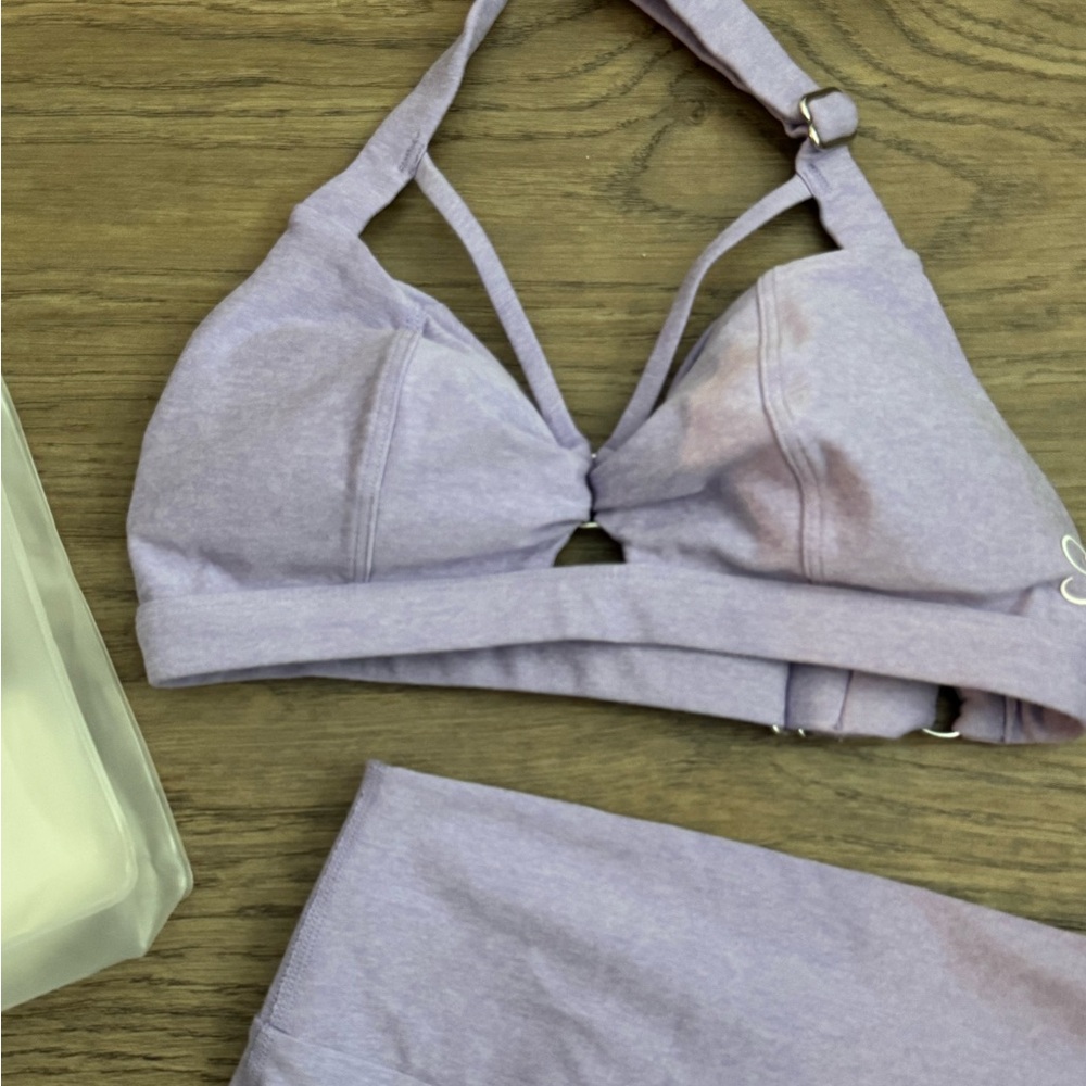 Bombshell Sportswear Lavender Sports Bra and Shorts Set - Picture 3 of 5